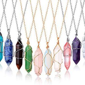 Hexagonal Crystal Pendant Necklace, Natural Quartz Stone Pendant Necklace